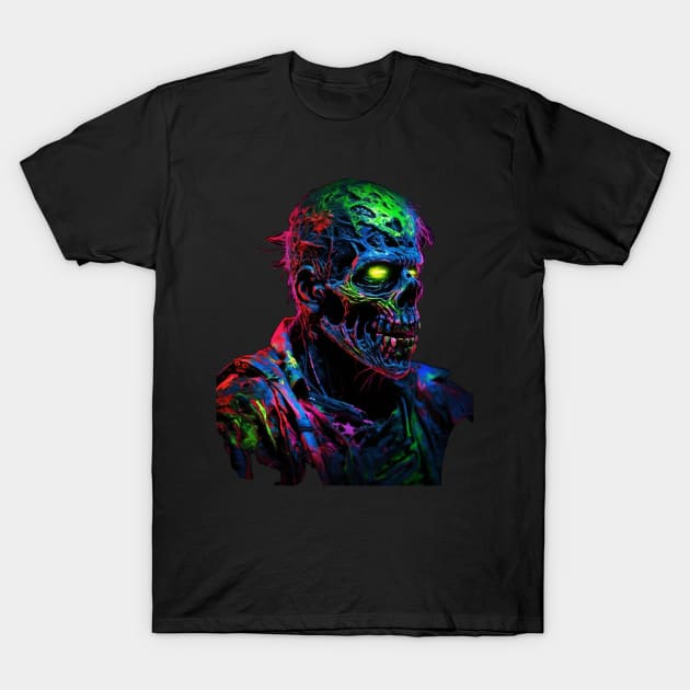 Zombie | Nerdy | Graphic Art | Sci Fi | Comic | Geek | Neon T-Shirt by WyldbyDesign